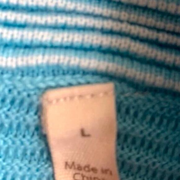 Soft Surroundings Jacket Womens Sz Large Full Zip Striped Leisure Blue Sky Knit - Picture 5 of 9